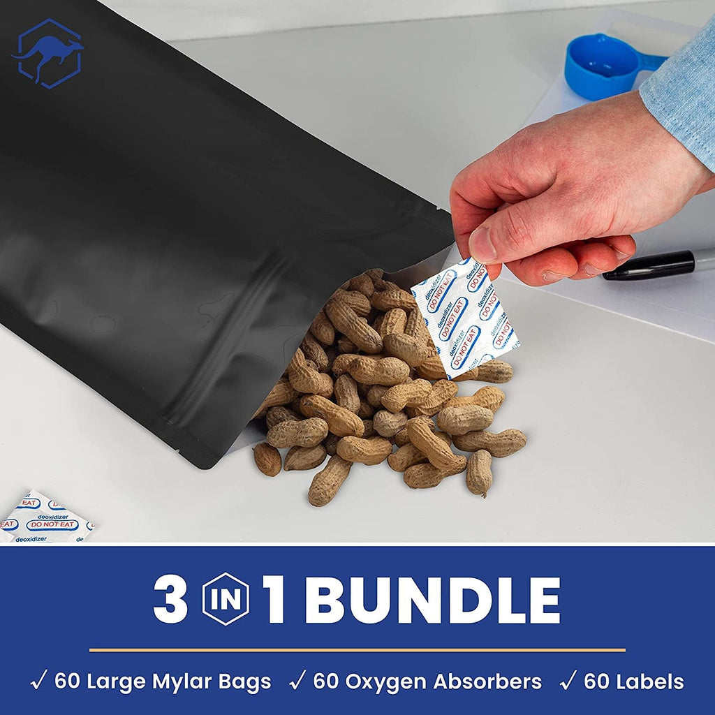 1 Gallon Gusset Mylar Bags with Oxygen Absorbers
