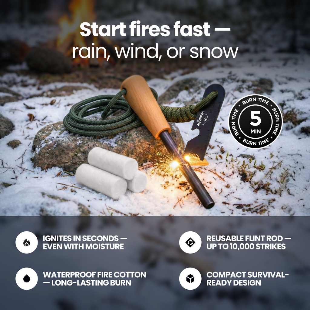 Fire Starter Wick For Campfires - Firewand Survival Tool Serves As A Waterproof Match Easy To Light With Flint And Steel Extinguish The Flame Inside The Wand S Tube 39 Tinder Rope For Long Burn