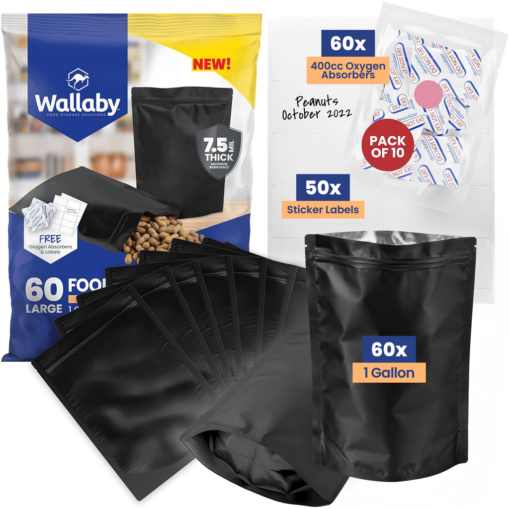 1 Gallon Gusset Mylar Bags with Oxygen Absorbers